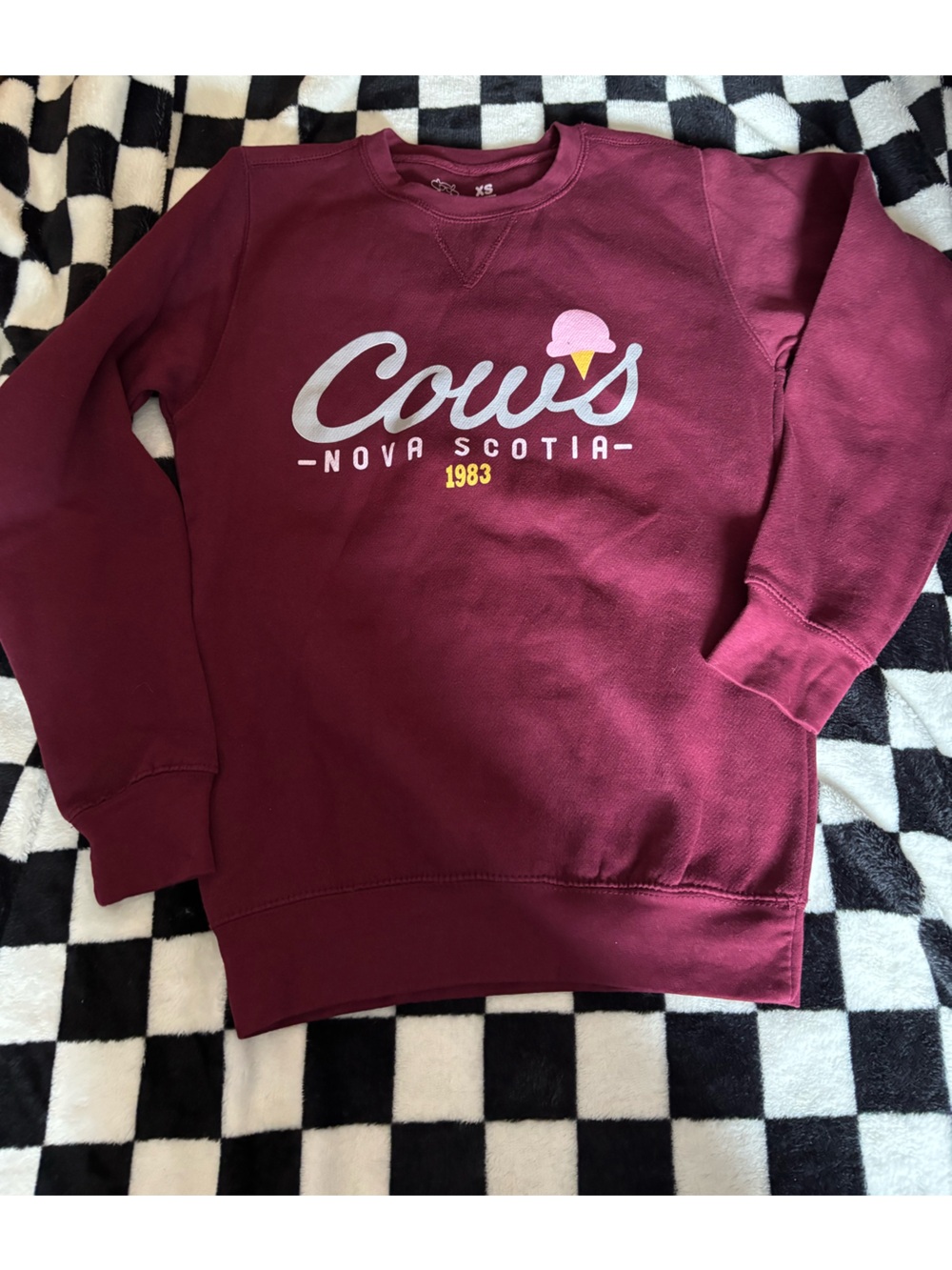 Ladies xsmall cows ice cream crew neck sweater
